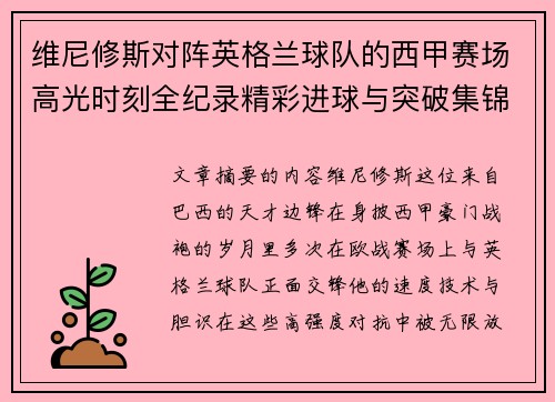 维尼修斯对阵英格兰球队的西甲赛场高光时刻全纪录精彩进球与突破集锦 维尼修斯对阵英格兰球队的西甲赛场高光时刻全纪录精彩进球与突破集锦